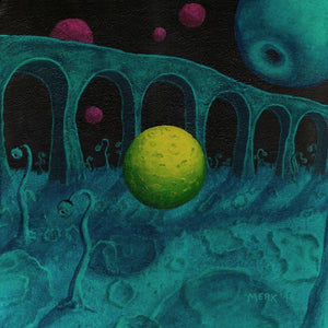 Object 16 (Celestial Gateway) by Rainer Clemens Merk, Print Acrylic Surrealist Painting on Canvas, X-Small Square Wall Art