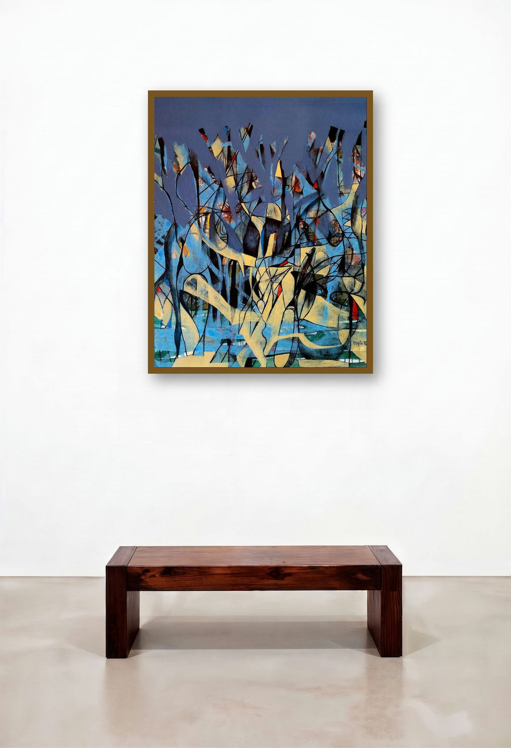 Oblivion (Urban Tapestry**) by artist Ranjith Raghupathy displayed in a Scandinavian Family Room