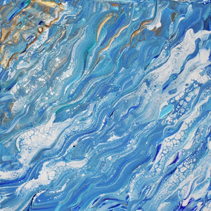 Ocean (Ocean Acrylic Painting) by Anshuman Acharya, Original Acrylic Abstract Painting on Canvas, Small Square Wall Art