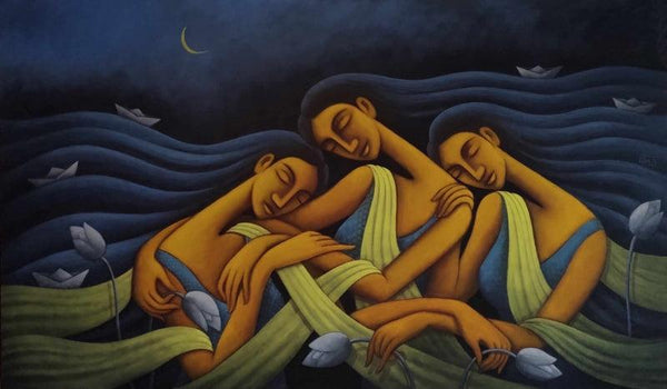 Ocean Of Dreams 2 Painting by Uttam Bhattacharya