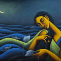 'Ocean Of Dreams 3' figurative acrylic painting by artist Uttam Bhattacharya, 30x40 inch, on canvas
