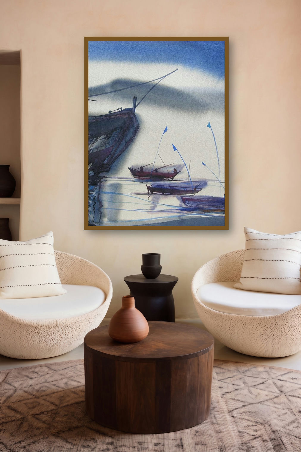 Ocean Moods 19 (Drifting Dreams) by artist Sunil Kale displayed in a Minimalist gallery