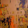 Abstract acrylic painting titled 'Ochre Patterns', 24x36 inches, by artist Ns Art on Canvas