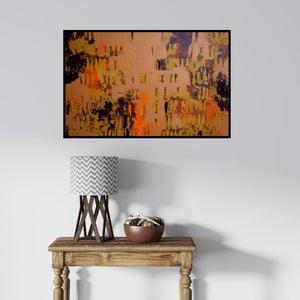 In-situ view of Ns Art's 'Ochre Patterns (Golden Echoes)' painting in a room