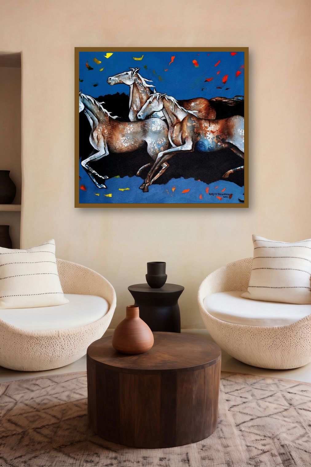 October Horses (Boundless Energy**) by artist Ranjith Raghupathy displayed in a Contemporary gallery
