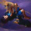Figurative oil painting titled 'Offline', 36x30 inches, by artist Pramod Kurlekar on Canvas