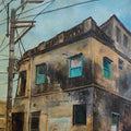 'Old Building' landscape acrylic painting by artist Soyali Saha, 20x16 inch, on canvas