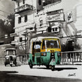 Cityscape acrylic painting titled 'Old Calcutta Street', 12x12 inch, by artist Arpan Bhowmik on Canvas