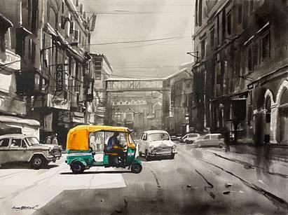 Old Calcutta Street Painting by Arpan Bhowmik | ArtZolo.com