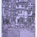 Cityscape serigraphs painting titled 'Old City 2', 22x15 inches, by artist Vrindavan Solanki on Paper
