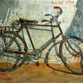 contemporary watercolor painting titled 'Old Cycle ', 22x15 inches, by artist Dr.uday Bhan on Paper