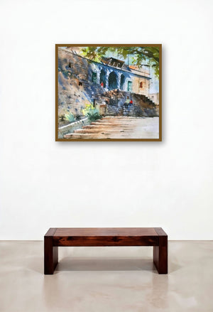 Old Mahal (Timeless Beauty) by artist Sanjay Dhawale displayed in a Designer Foyer