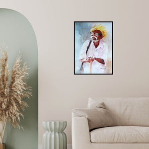 In-situ view of Abdul Salim's 'Old Man' painting in a room