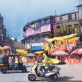 Cityscape watercolor painting titled 'Old Puna', 14x22 inches, by artist Bijay Biswaal on Paper
