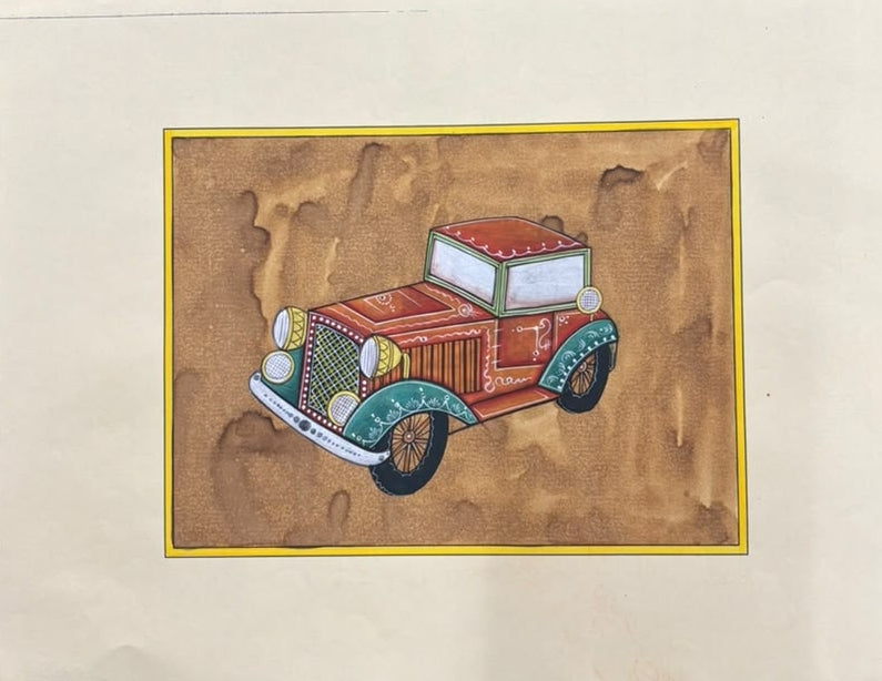 Old Royal Car 1' transportation miniature Traditional Art by artist Unknown, 5x7 inch, on paper
