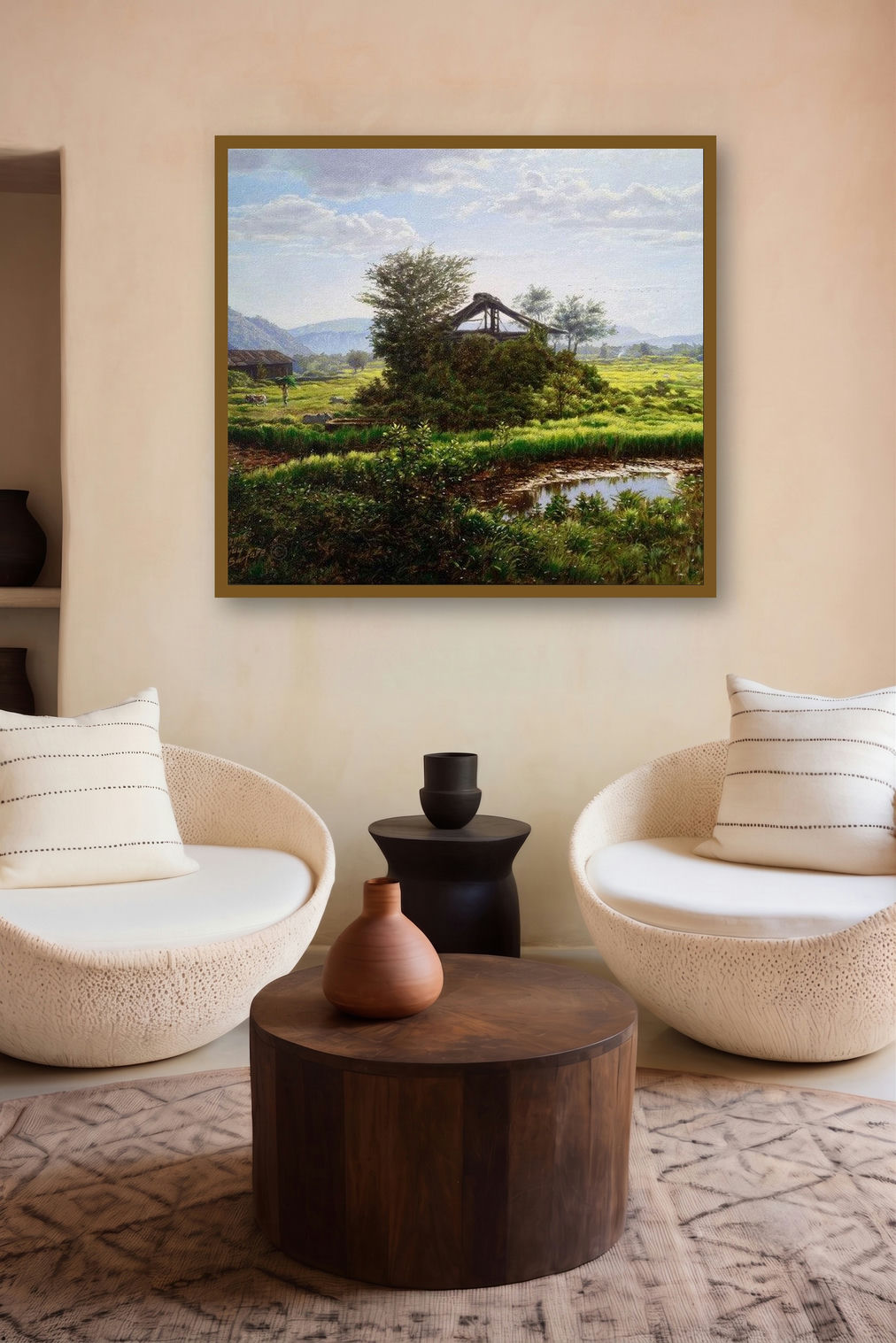 Old Shade (Rustic Harmony) by artist Sanjay Sarfare displayed in a Indian Art gallery