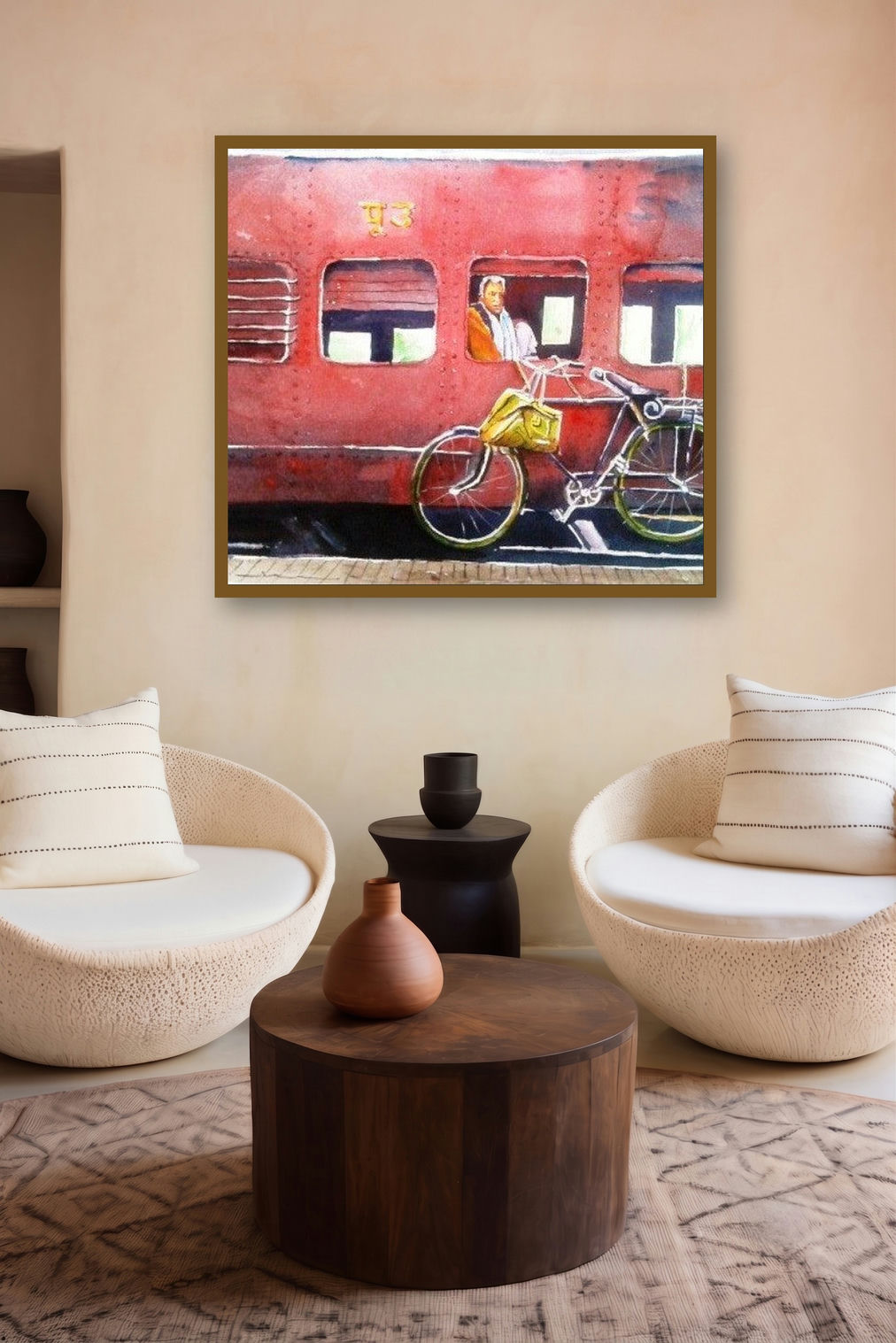Oldraildays (Journeys Intertwined) by artist Chetan Agrawal displayed in a Curated gallery