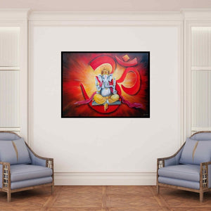 In-situ view of Arjun Das's 'Om Ganesha (Ganesha with Om)' painting in a room