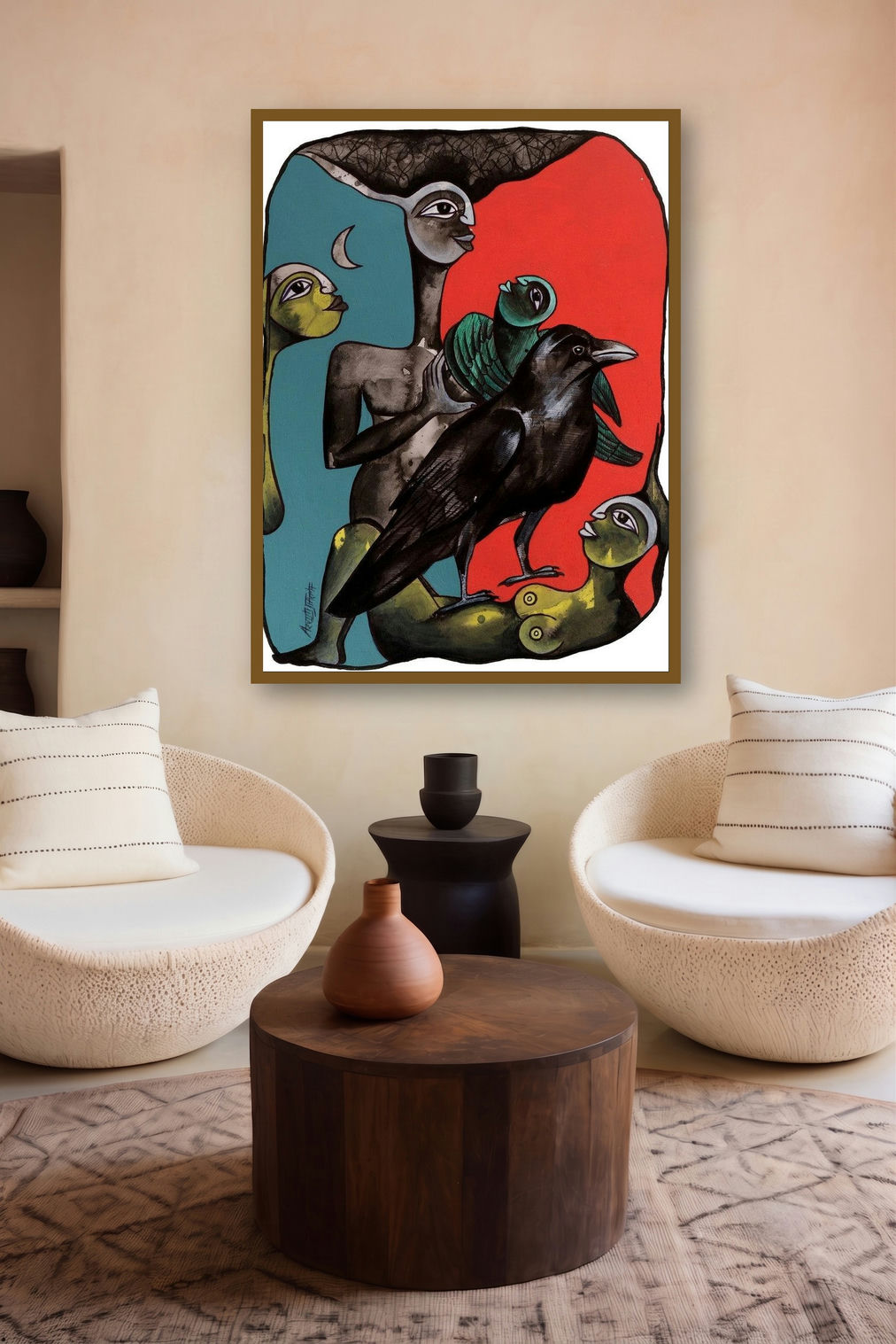Ominous 1 (The Crow's Gaze) by artist Arvind Sharma displayed in a Contemporary Exhibition gallery