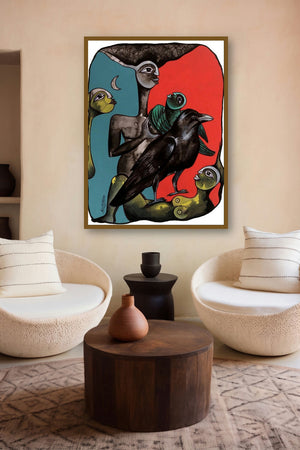 Ominous 1 (The Crow's Gaze) by artist Arvind Sharma displayed in a Contemporary Exhibition gallery