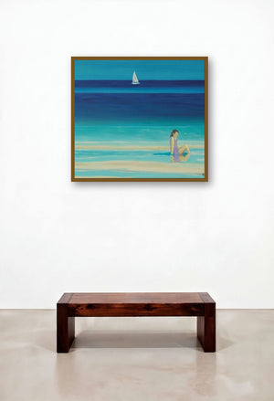 On The Beach (Seaside Escape) by artist SIMON MASON displayed in a Art Deco Library