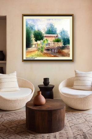 One A Wood Bridge Very Ricsy (Rustic Crossing: A Rural Retreat) by artist Biki Das displayed in a Designer gallery