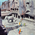Place watercolor painting titled 'One Fine Day At The Ellora Caves I', 30x22 inches, by artist Rahul Salve on Paper