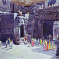 Place watercolor painting titled 'One fine day at the ellora caves II', 30x22 inches, by artist Rahul Salve on Paper