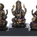 Religious handicraft titled 'One Ganesha Laxmi Saraswati', 5x7x2 inches, by artist Brass Handicrafts on Polyresin, Bronze