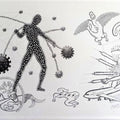 contemporary ink drawing titled 'One Page Of Todays Diary 2', 15x22 inches, by artist Fayyaz Khan on Paper