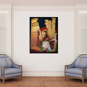 In-situ view of Pasabhai Makwana's 'Onlooker' painting in a room