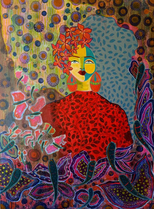 Figurative acrylic painting titled 'Orange Is The New Black', 48x36 inches, by artist Anishha Deshppande on Canvas