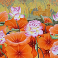 Orange Lotus With Kingfisher' nature acrylic painting by artist Ramu Das, 36x60 inch, on canvas