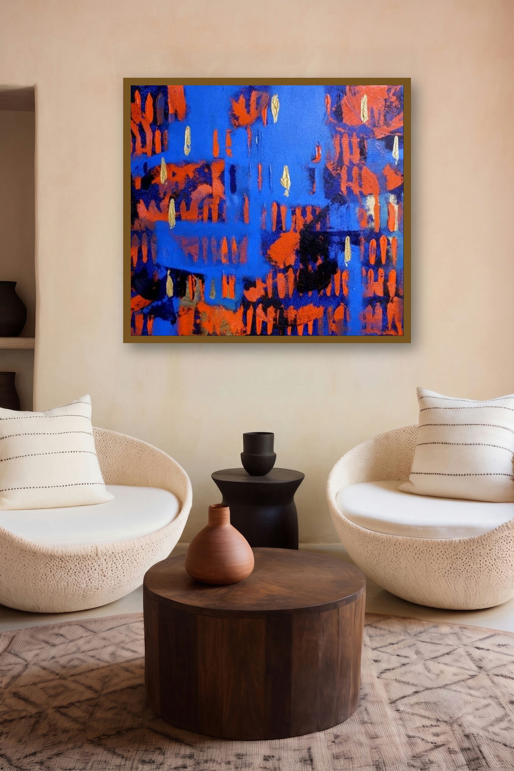 Orange Patterns by artist Ns Art displayed in a Indian Art gallery