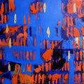 Abstract acrylic painting titled 'Orange Patterns', 24x36 inches, by artist Ns Art on Canvas