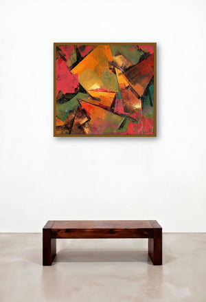 Orange Symmetry (Fiery Geometry) by artist Siddhesh Rane displayed in a Eclectic Library