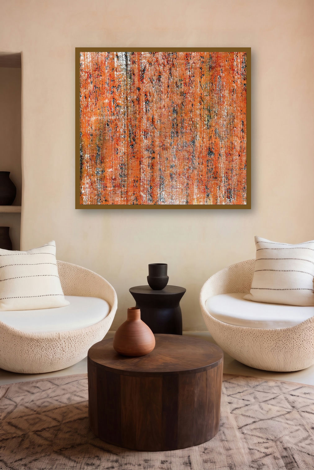 Orange World (Rusted Reflections) by artist Chetan Katigar displayed in a Modern gallery