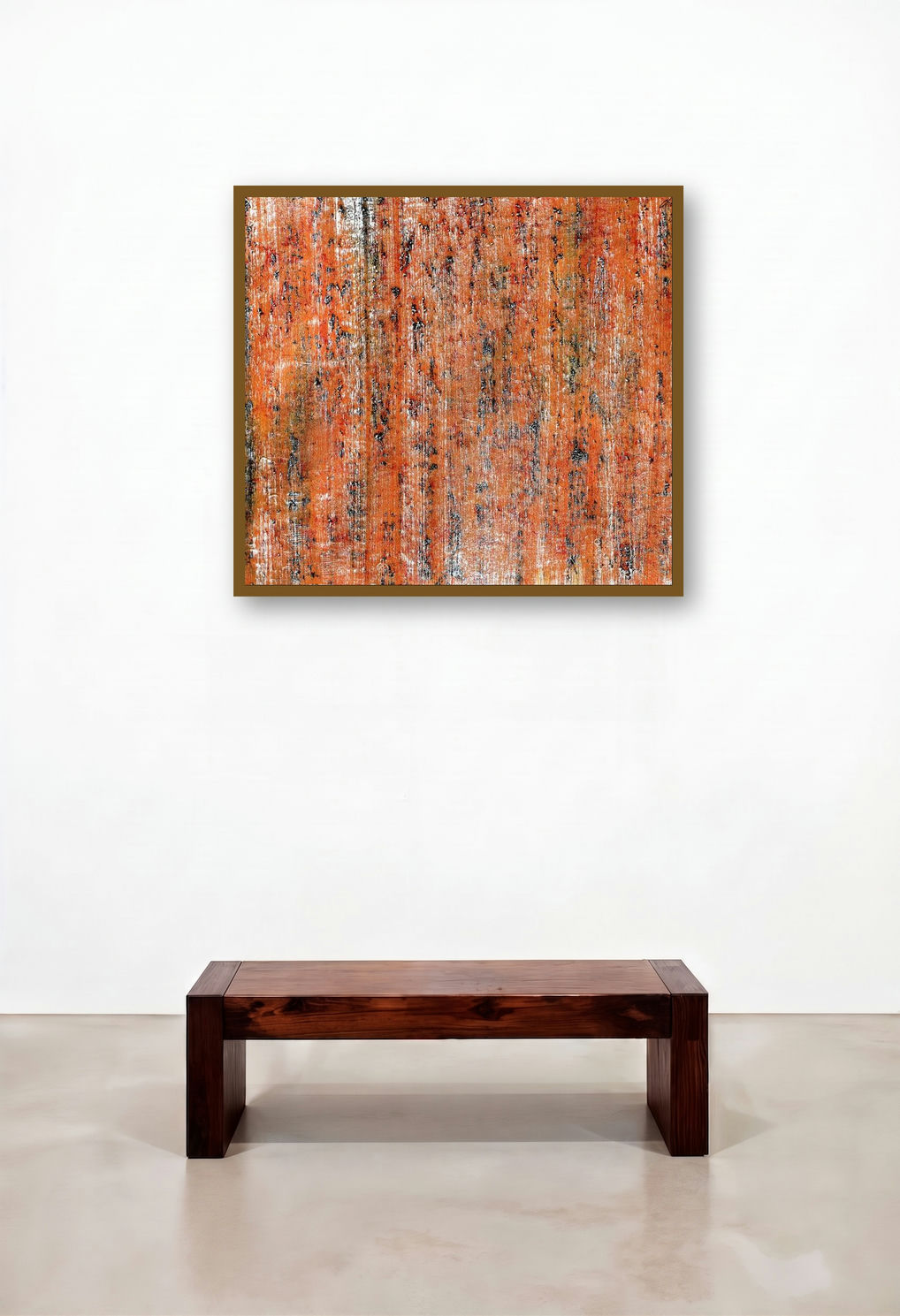 Orange World (Rusted Reflections) by artist Chetan Katigar displayed in a Contemporary Luxury Hotel Suite