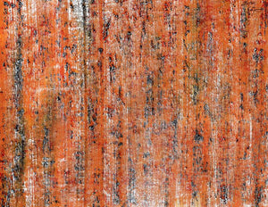 Orange World (Rusted Reflections) by Chetan Katigar, Original Acrylic Abstract Painting on Canvas, Medium Horizontal Wall Art