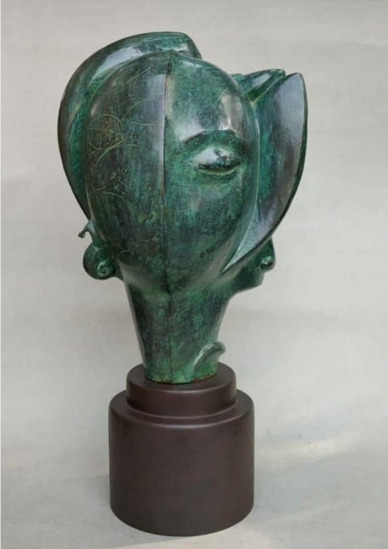 Organism' figurative Bronze sculpture by artist Shiben Chattopadhyay, 17x10 inch, on bronze