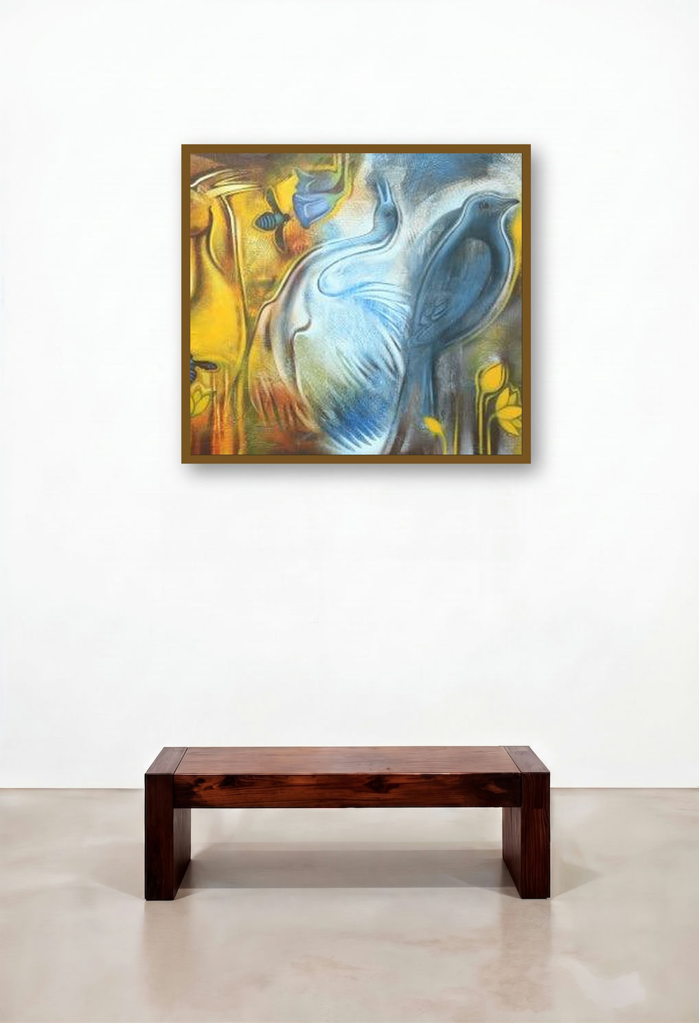 Origin Of Swara (Harmony of Creation) by artist Balaji Ubale displayed in a Rustic Living Room
