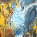 Animals acrylic painting titled 'Origin Of Swara', 30x90 inches, by artist Balaji Ubale on Canvas