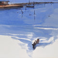Out Of Backwater Blues' seascape watercolor painting by artist Prashant Prabhu, 18x24 inch, on archival paper
