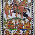 Religious phad traditional art titled 'Pabu Ji Marriage', 18x12 inches, by artist Abhishek Joshi on Handmade Canvas