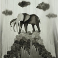 Animals ink drawing titled 'Pachydermic Pressure 1', 25x19 inches, by artist Pravin Dhanuskar on Paper