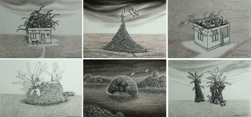 Padarppinte Ochoa 3' contemporary mixed-media painting by artist Sajith Puthukkalavattom, 8x12 inch, on paper