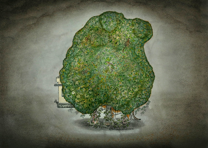 Padarppinte Ochoa' contemporary mixed-media painting by artist Sajith Puthukkalavattom, 12x16 inch, on paper