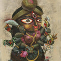 Religious acrylic painting titled 'Padma', 36x30 inches, by artist Tamojit Bhattacharya on Canvas