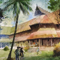 Padmanabhapuram' religious watercolor painting by artist Sankara Babu, 11x17 inch, on paper