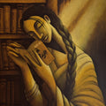 'Pages Of Dreams' figurative acrylic painting by artist Uttam Bhattacharya, 30x24 inch, on canvas